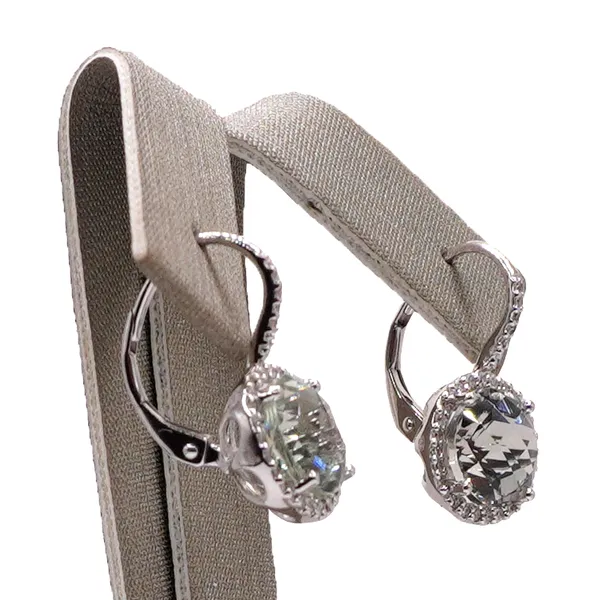 Green Amethyst and Diamond Dangle Earrings- 14k White Gold Image 2 Lumina Gem Hampstead, NC