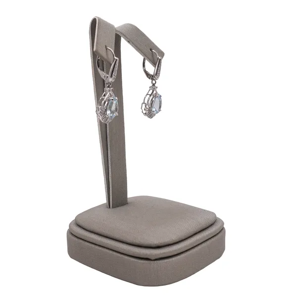 2ctw Aquamarine and .07ctw Diamond Dangle Earrings- 14k White Gold Image 2 Lumina Gem Hampstead, NC