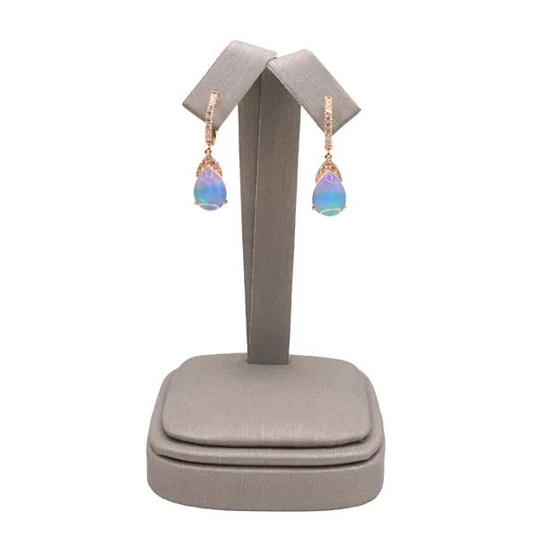 David Kord Opal and Diamond Dangle Earrings- 18k Yellow Gold Lumina Gem Hampstead, NC