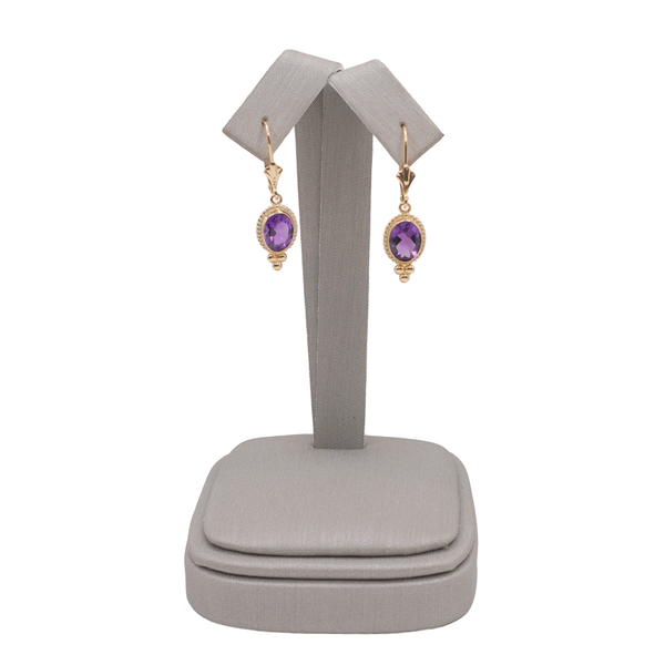 Amethyst Dangle Earrings- 14k Yellow Gold Lumina Gem Wilmington, NC