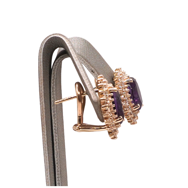 Amethyst Diamond Earrings- 14k Yellow Gold Image 2 Lumina Gem Wilmington, NC