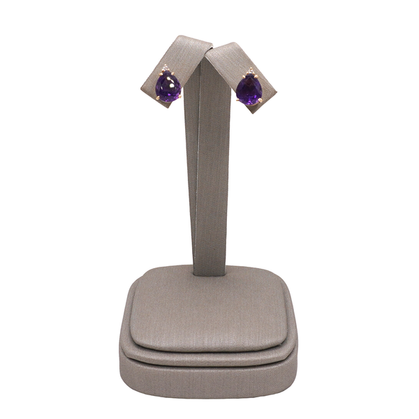 Amethyst and Diamond Earrings- 14k Yellow Gold Lumina Gem Wilmington, NC