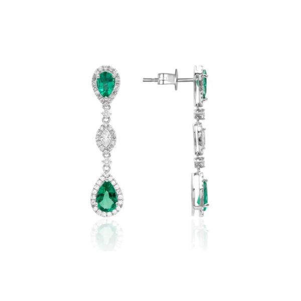 Luvente Emerlad and Diamond Earrings- 18k WHite Gold Lumina Gem Wilmington, NC