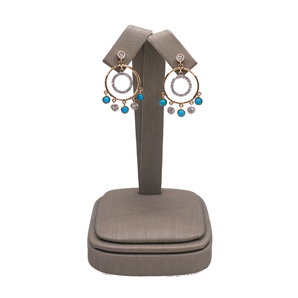 Turquoise and Diamond Earrings- 14k Yellow Gold Lumina Gem Wilmington, NC