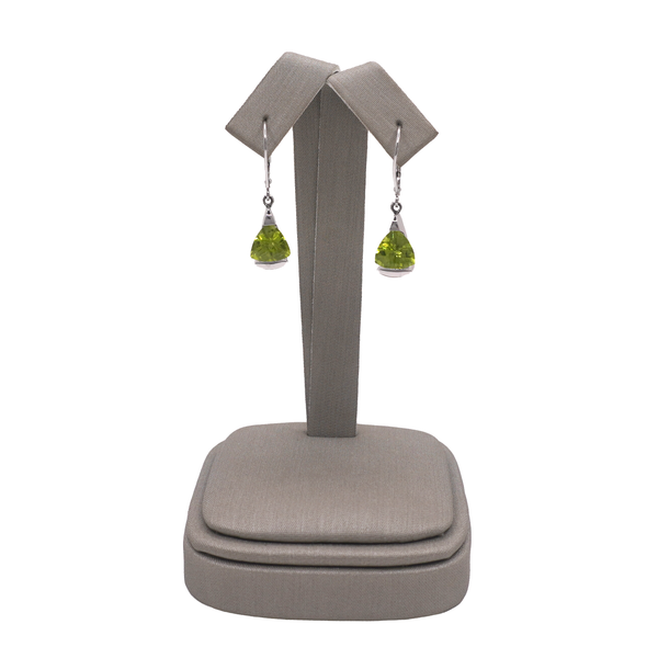 Peridot Dangle Earrings- 14k White Gold Lumina Gem Wilmington, NC
