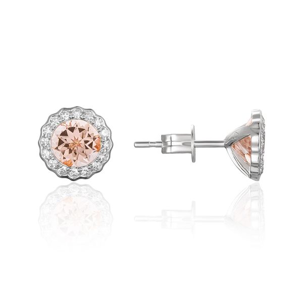 Luvente Morganite and Diamond Studs- 14k White gold Lumina Gem Wilmington, NC