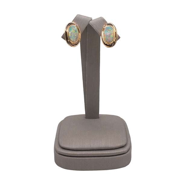 Opal and Diamond Earrings- 14k Yellow Gold Lumina Gem Wilmington, NC