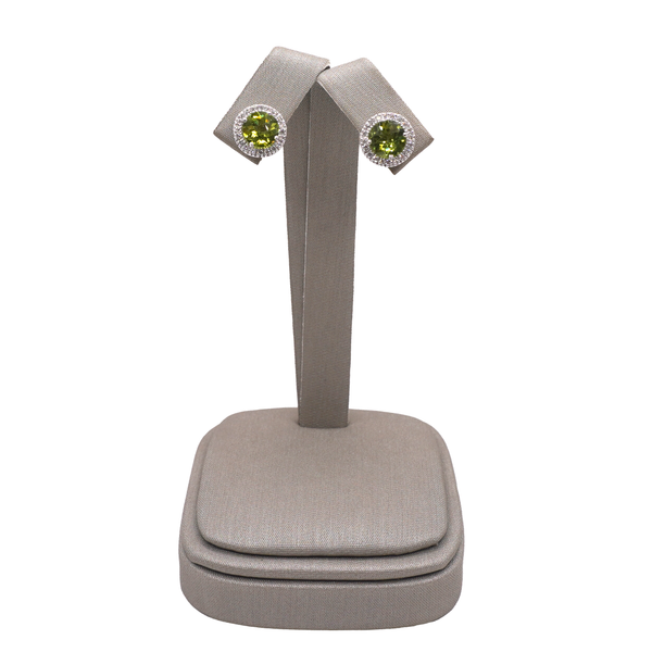 Peridot and Diamond Earings- 14k White Gold Lumina Gem Wilmington, NC