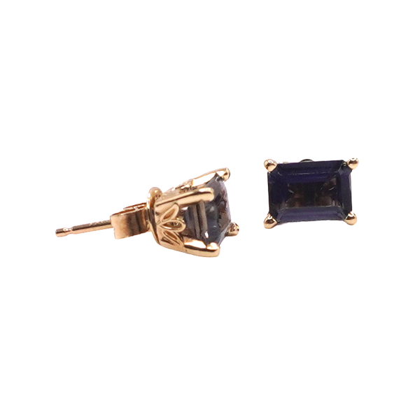 Lolite Stud Earrings- 14k Yellow Gold Image 2 Lumina Gem Wilmington, NC