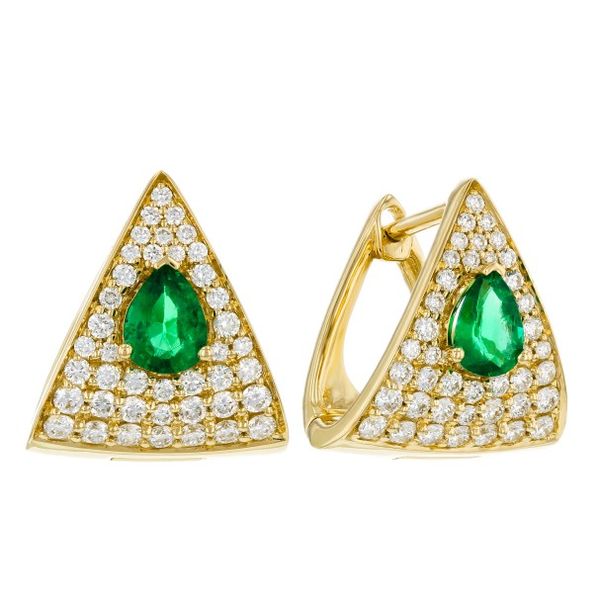 Allison-Kaufman Emerald and Diamond Earrings- 14k Yellow Gold Lumina Gem Wilmington, NC