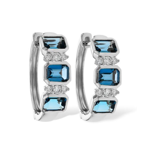 Allison-Kaufman London Blue Topaz and Diamond Earrings- 14k White Gold Lumina Gem Wilmington, NC