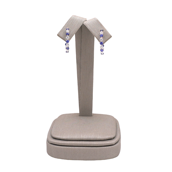 Sapphire and Diamond Hoops- 14k White Gold Lumina Gem Wilmington, NC