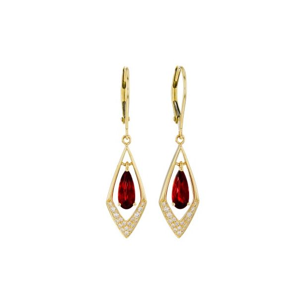 Allison-Kaufman Garnet and Diamond Dangle Earrings- 14k Yellow Gold Lumina Gem Wilmington, NC