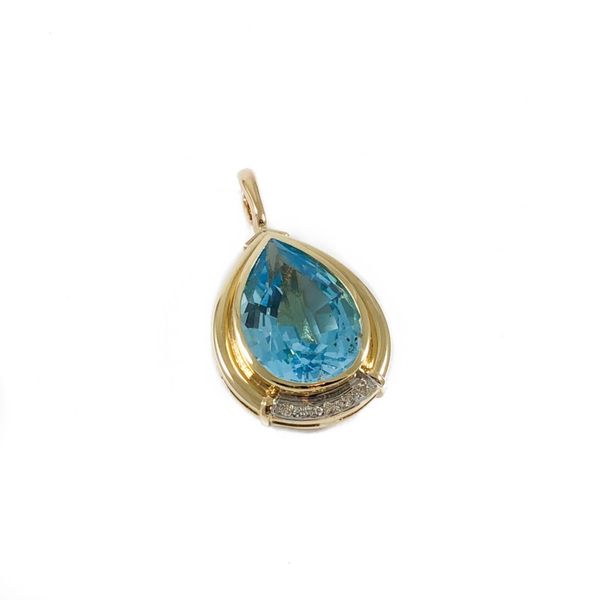 Blue Topaz and Diamond Pendant - Yellow Gold Image 2 Lumina Gem Wilmington, NC