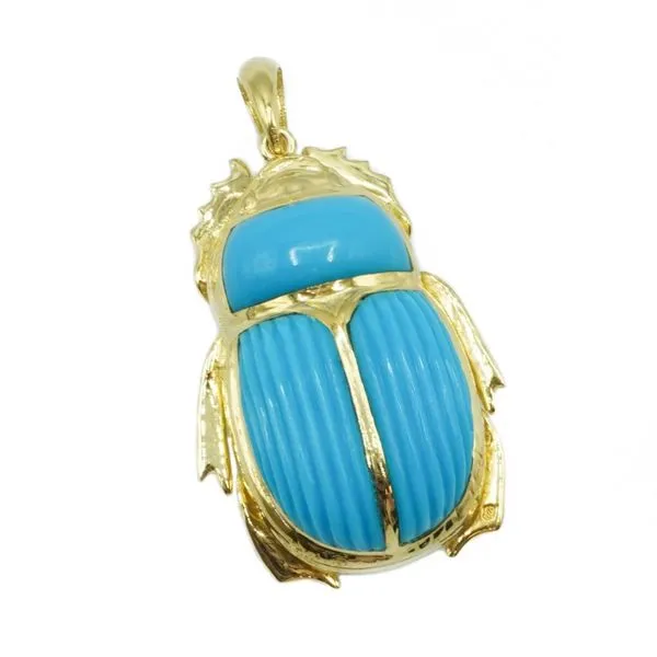 Turquoise and Yellow Gold Scarab Pendant Lumina Gem Wilmington, NC