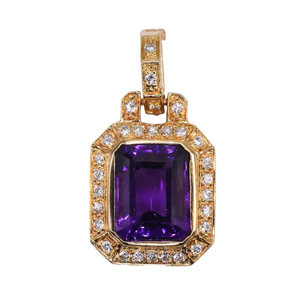 6ct Amethyst and Diamond Enhancer- 18k Yellow Gold Lumina Gem Hampstead, NC