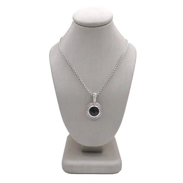David Yurman Sterling Silver Necklace with Onyx and Diamond Pendant Lumina Gem Hampstead, NC