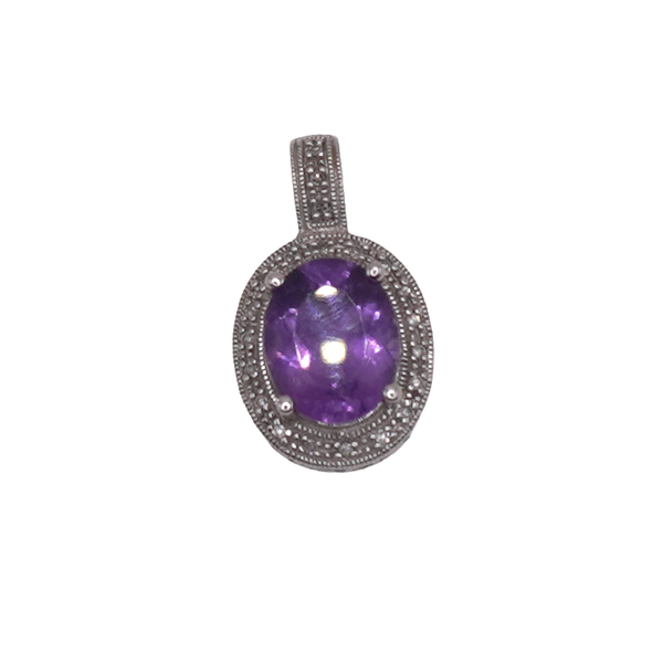 Amethyst and Diamond Pendant- 14k White Gold Lumina Gem Wilmington, NC