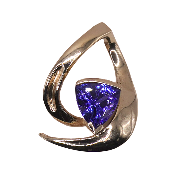 Approximately 2ct Trillion Tanzinite Pendant- 14k Yellow Gold Lumina Gem Wilmington, NC
