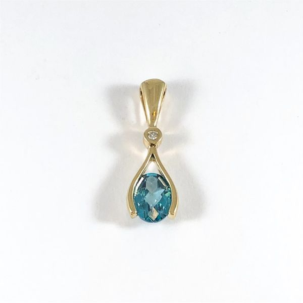 Frank Reubel Caribbean Topaz and Diamond Pendant - Yellow Gold Lumina Gem Wilmington, NC