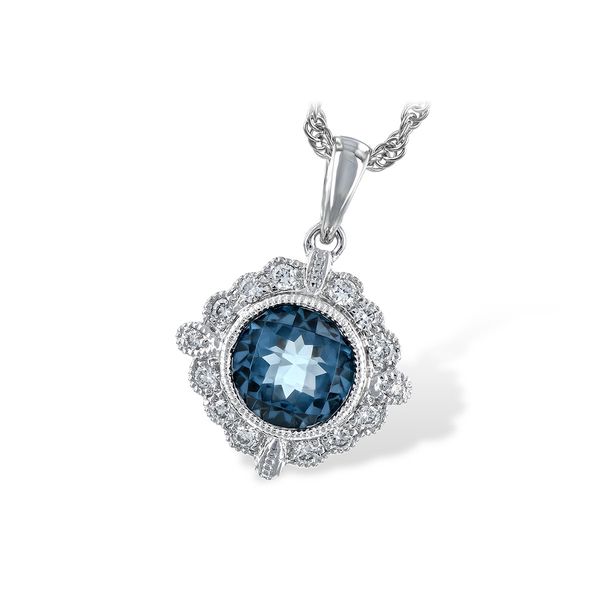 Allison Kaufman .98ct Blue Topaz and Diamond Necklace - White Gold Lumina Gem Wilmington, NC