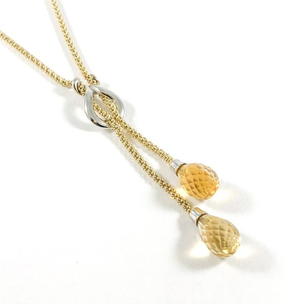 Citrine Double Drop Necklace - Yellow Gold - 16