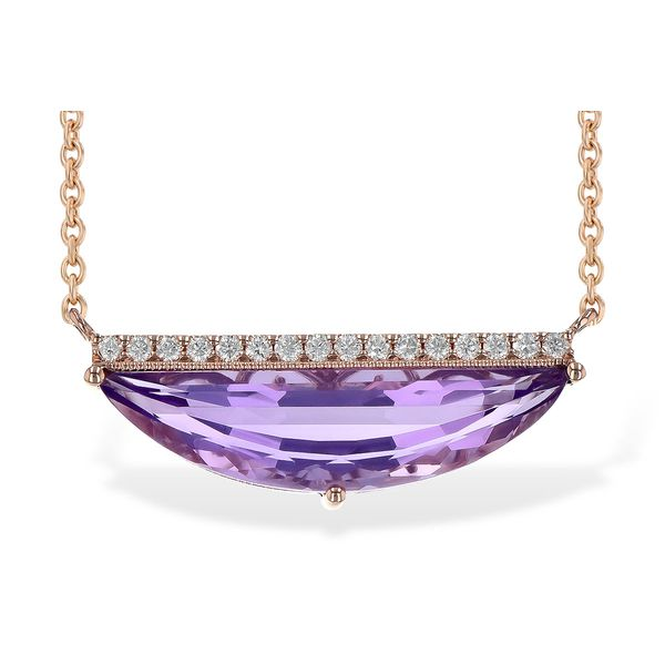 Allison Kaufman 2.18ct Amethyst and Diamond Necklace - Rose Gold - 18