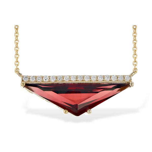 Allison Kaufman 2.85ct Garnet and Diamond Necklace - Yellow Gold - 18