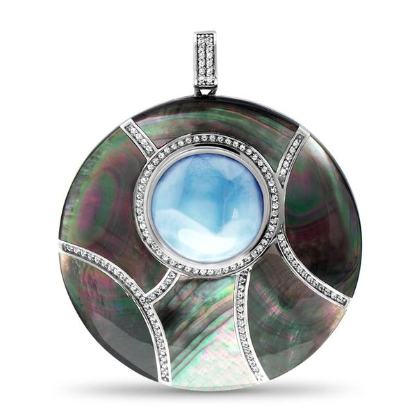 Marahlago Laguna Larimar, Black Mother of Pearl, and White Sapphire Necklace - 20