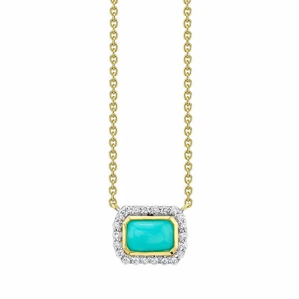 Sloane Street .46ct Turquoise and .11ctw Diamond Pendant - Yellow Gold Lumina Gem Wilmington, NC
