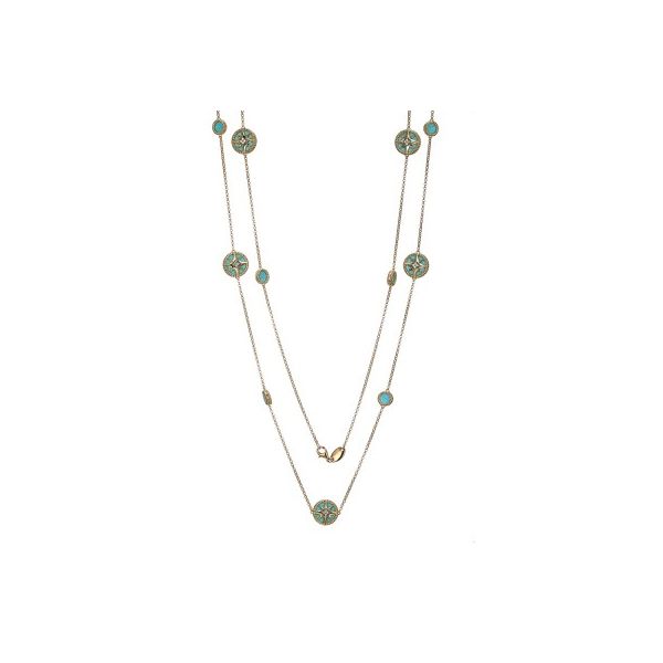 Charles Garnier Synthetic Turquoise and Gold Vermeil Necklace - 36