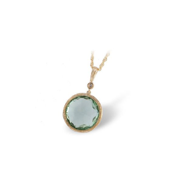 Allison Kaufman Green Amethyst and Diamond Necklace - Yellow Gold - 18