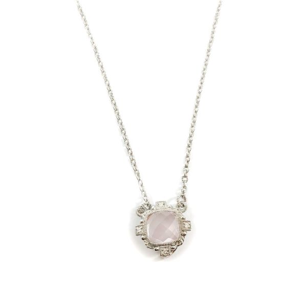 Judith Ripka Rose Quartz Necklace with Removable Pearl Charm - 19