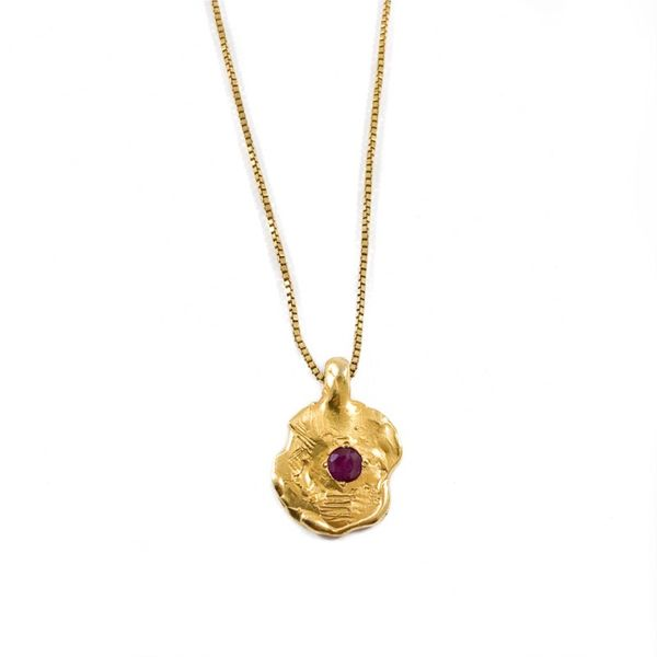 Shelton Metal Ruby Coin Necklace - 18