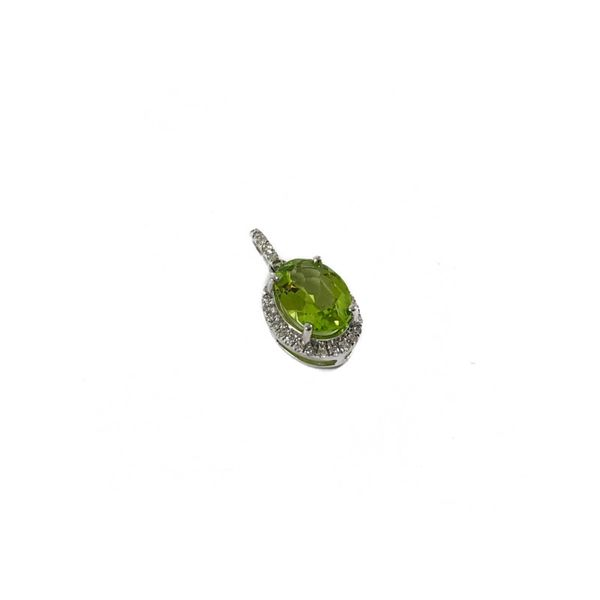 Peridot and .09ctw Diamond Pendant in White Gold Image 2 Lumina Gem Wilmington, NC