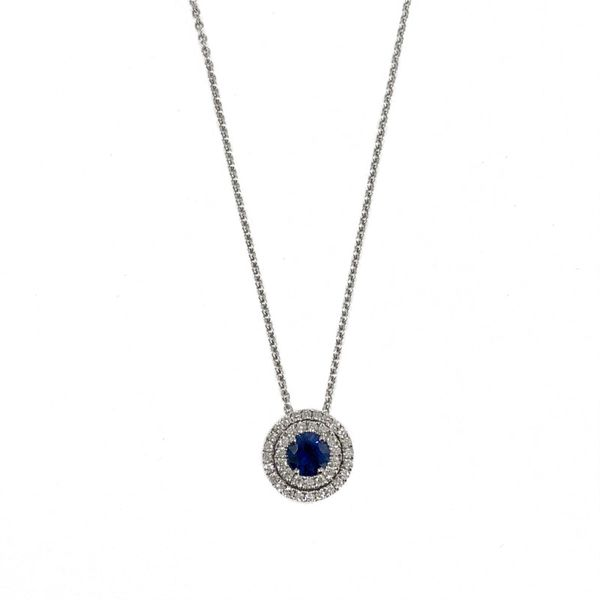.37ct Sapphire and .20ctw Diamond Necklace - White Gold - 18