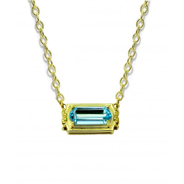Raymond Mazza Biltmore Collection 14k Gold Legacy Necklace with Fancy Cut Blue Topaz Lumina Gem Wilmington, NC