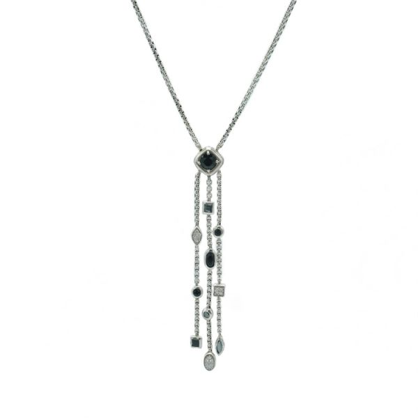 David Yurman Confetti Necklace with Onyx and Diamond Stations - 16