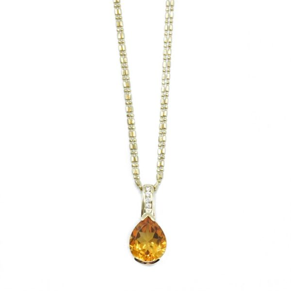 Citrine and Diamond Necklace in 14k Yellow Gold Lumina Gem Wilmington, NC