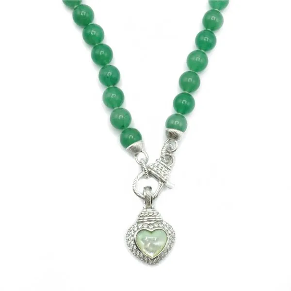 Judith Ripka Chrysoprase Beaded Necklace and Heart Enhancer - 18