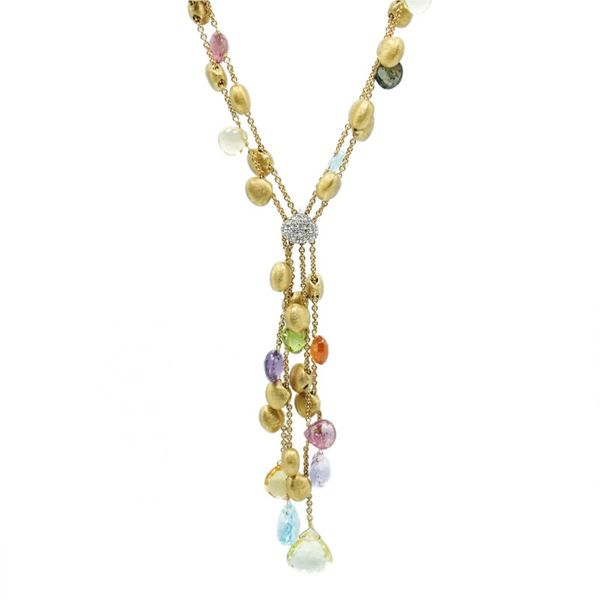 Marco Bicego Multi Stone and 18k Yellow Gold Necklace Lumina Gem Wilmington, NC