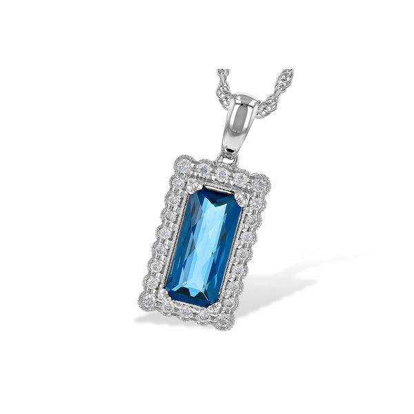 Allison Kaufman 1.55ct London Blue Topaz and Diamond Necklace - White Gold - 18