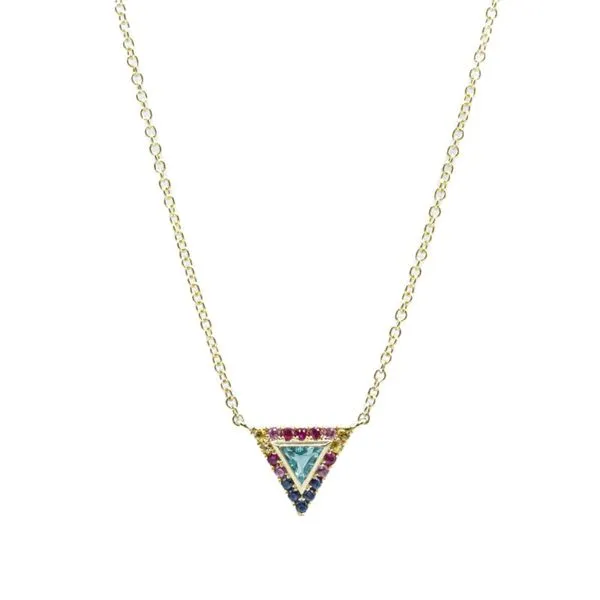 Blue Topaz and Multicolor Sapphire Necklace - 14k Yellow Gold Lumina Gem Wilmington, NC