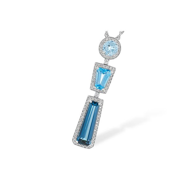 Allison-Kaufman Blue Topaz and Diamond Necklace- 14k White Gold Lumina Gem Wilmington, NC