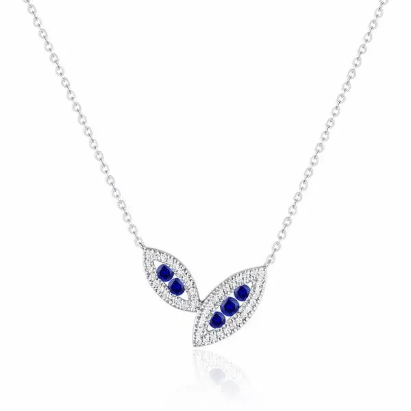 Luvente Sapphire and Diamond Necklace in 14k White Gold - 18