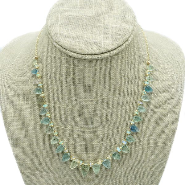 Handmade Fluorite and Opal Necklace in 18k Yellow Gold by Katharyn Zava Lumina Gem Wilmington, NC