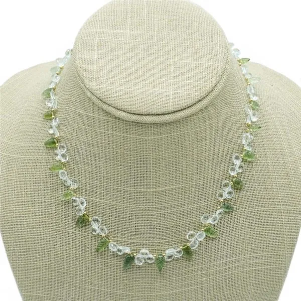 Aquamarine and Green Tourmaline Leaf Necklace by Katharyn Zava Lumina Gem Wilmington, NC