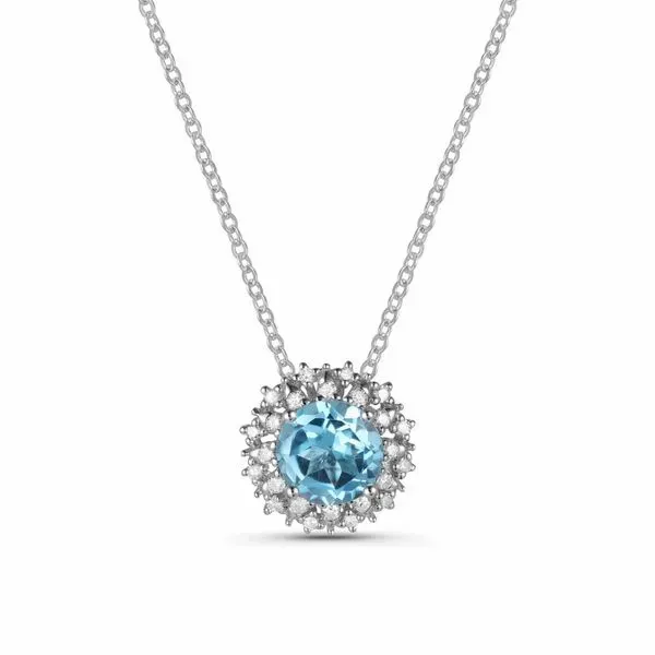 Luvente Blue Topaz and Diamond Necklace- 14k White Gold Lumina Gem Wilmington, NC