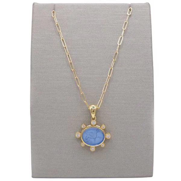 Raymond Mazza Carved Venitian Glass Griffin Necklace Lumina Gem Wilmington, NC