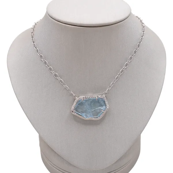 Frank Reubel Rough Cut Aquamarine and Diamond Necklace Lumina Gem Hampstead, NC